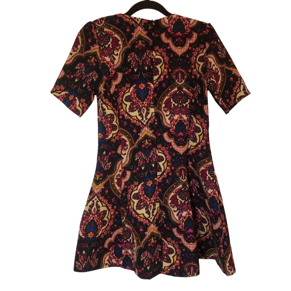 Y2K Paisley Mini dress size Medium paisley‎ floral black pink Tobi Fit Flare